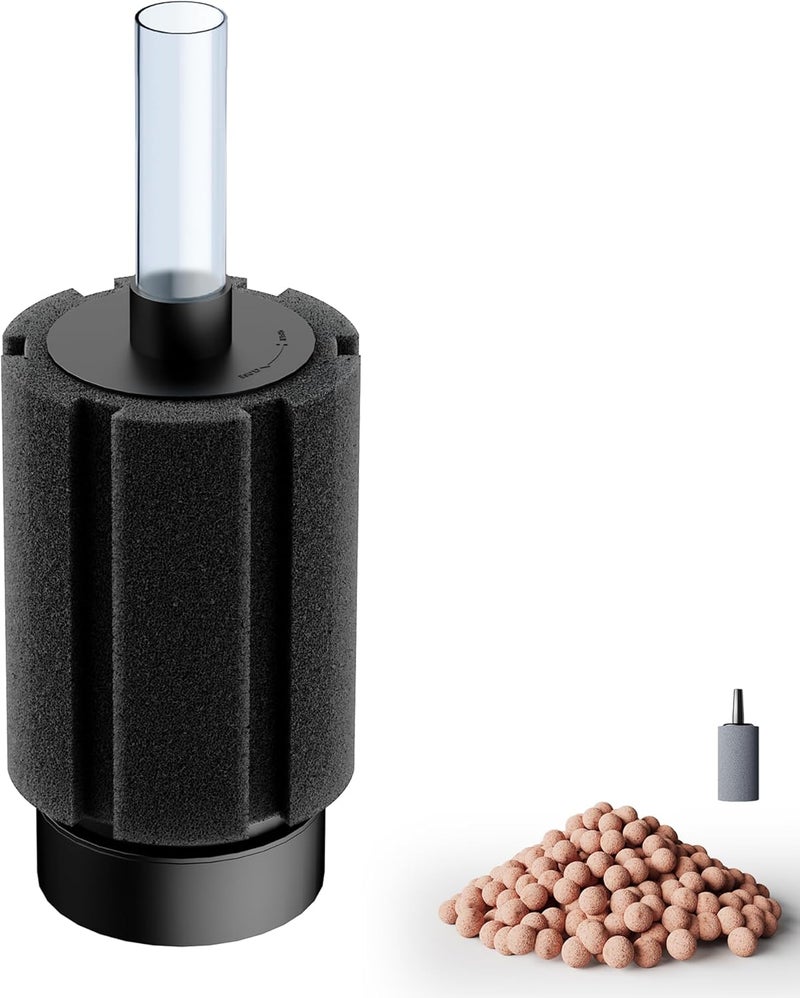DVHEY 10-150Gal Aquarium Sponge Filter with Ceramic Media and Bubble Diffuser Ultra Quiet Fish Tank Filters fit Breeding Fry Betta Shrimp Fish Tank (1 Pack, S(10-50 Gallon)) - Image 1